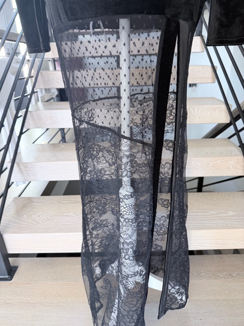 Sheer Panel Black Evening Maxi Dress with Deep V and Open back size XS - Picture 8 of 15